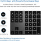 Bluetooth Number Pad, Wireless Numeric Keypad, USB-C Rechargeable External 34-Keys Numpad, Financial Data Entry Keyboard for iMac, MacBook Air/Pro, PC Desktop, Laptop Notebook