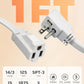 DEWENWILS Heavy Duty 1 Ft Extension Cord with 3-Prong Flat Plug, 15A/1875W 14/3 SPT-3 Flat Wire, Space-Saving for Home Office Appliances & Electronics, ETL Certified, 3-Pack (White)