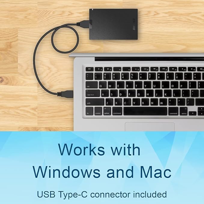 BUFFALO External SSD 500GB - Compatible with PS4 / PS5 / Windows/Mac - USB-C - USB-A - USB 3.2 - External Solid State Drive - ‎SSD-PG500U3B