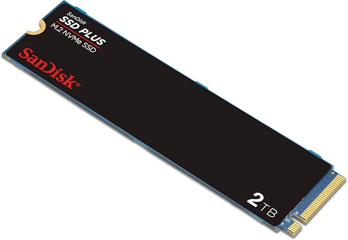 SANDISK 2TB SSD Plus M.2 NVMe SSD - PCIE Gen 3.0, Up to 3,200 MB/s - Internal Solid State Drive - SDSSDA3N-2T00-G26