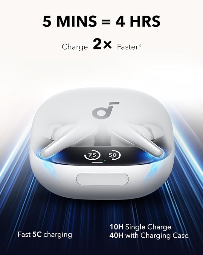 Soundcore Liberty 4 Pro by Anker, Noise Cancelling Wireless Earbuds, 7-Sensor and Real-Time Adaptive Noise Cancelling, 2× Faster Charging, Studio-Level Hi-Fi Music, Clear Calls with 6 Mics and AI