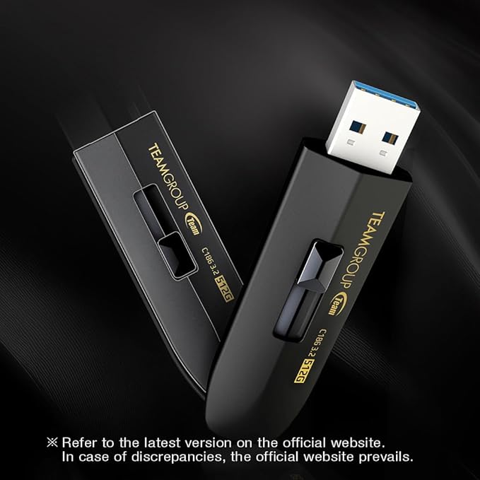 TEAMGROUP C186 256GB USB 3.2 Gen 1 (USB 3.1/3.0) Read 100MB/s Flash Thumb Drive, External Data Storage Memory Stick Compatible with Computer/Laptop Black TC1863256GB01