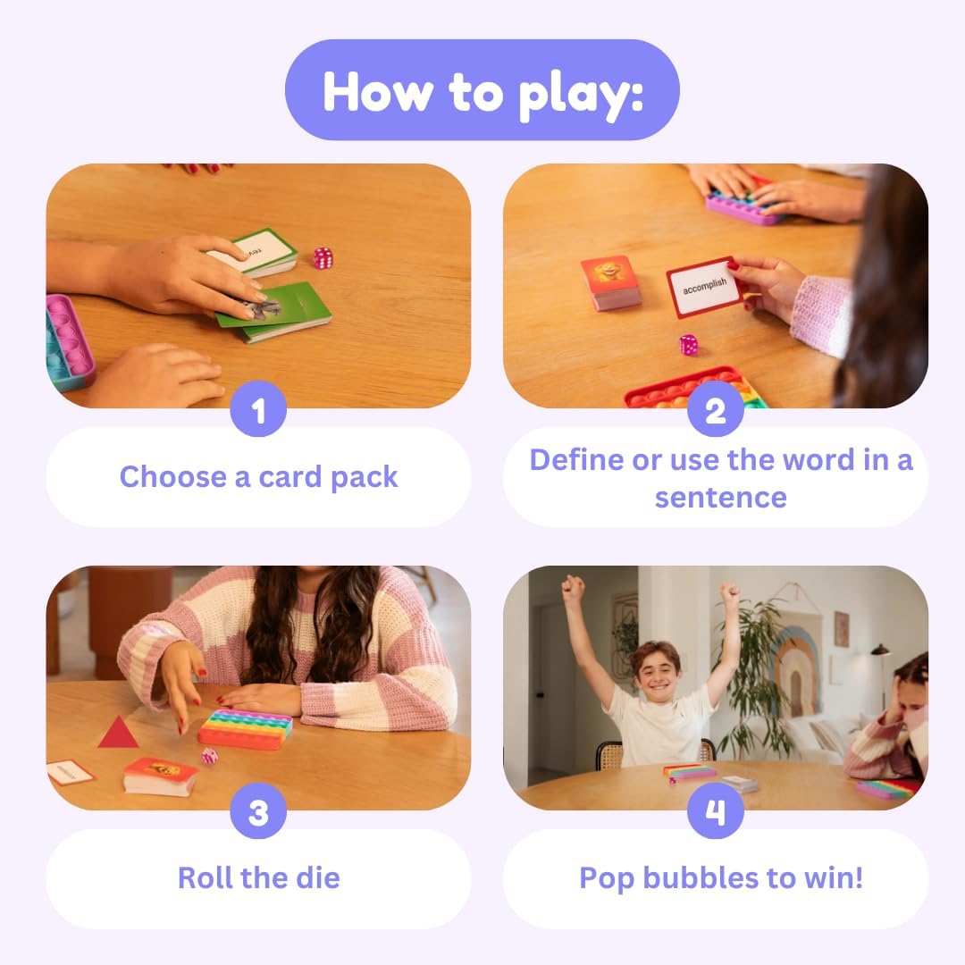 THE FIDGET GAME Vocabulary Words, Flash Card Game, Grade 4-6, Ages 9-12, Develop Communication and Reading Comprehension Skills, Fidget Mats, Learning Guide & PDF Workbook Included