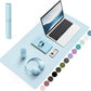 YSAGi Non-Slip Leather Desk Pad, Waterproof Laptop Computer Desk Keyboard Mat, Table Protector Blotter Mat, Large Mouse Pad for Office/Work/Home/Decor(Sky Blue, 31.5" x 15.7")