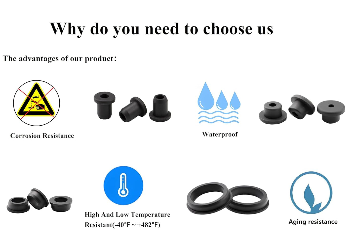 30 pcs 1/4" Drill Hole，1/8" ID Black Silicone Top hat Rubber Grommets for Wiring，Automotive，Firewall，Hole Plug，Desk，Screw，Water and Gas Pipe，Drain，House Siding，Cable Bushing，Glass，Wire Plug