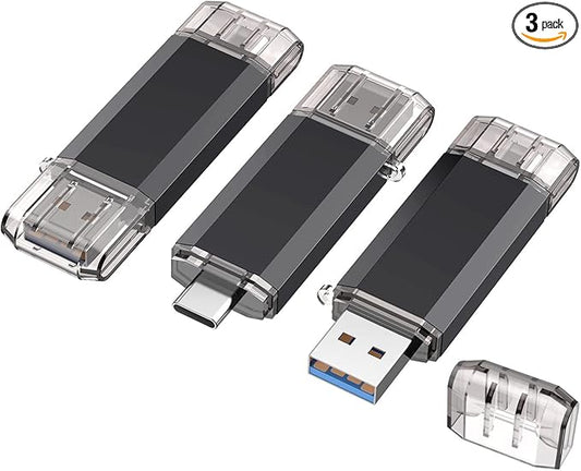 Vansuny 3 Pack 32GB USB C Flash Drive 2 in 1 OTG USB 3.0 + USB C Memory Stick with Keychain Dual Type C Thumb Drive Photo Stick Jump Drive for Android Smartphones, Computers, MacBook, Tablets, PC