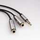 REXUS Grey 2-Pack 3.5mm Y Splitter Stereo Audio Cable 4-Pole Male to 2 Female for Headphone, Headset Splitter Adapter Extension Aux Cable, Compatible MobilePhone and New Version Laptop(M22F35Gx2)