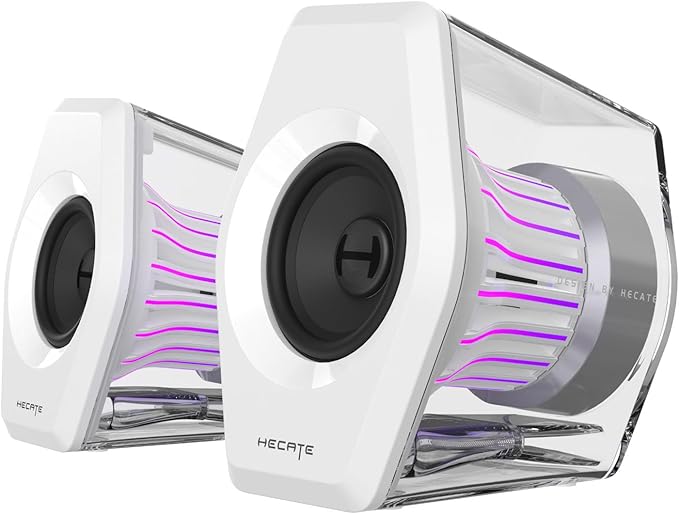 Edifier G2000 Pro Bluetooth Computer Speakers with 7.1 Virtual Surround Sound, RGB Lighting, USB & Aux Input - Ideal Gaming Desk Accessories for PC, PS5, Game Console (White)