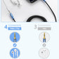 MillSO 3.5mm Headphone Extension Cable Nylon Braided (8 FT/2.4 M) 4 Pole TRRS Male to Female Stereo Aux Audio Extension Cable for PC Smartphone Speaker or More Devices - [Seablue Young Series]