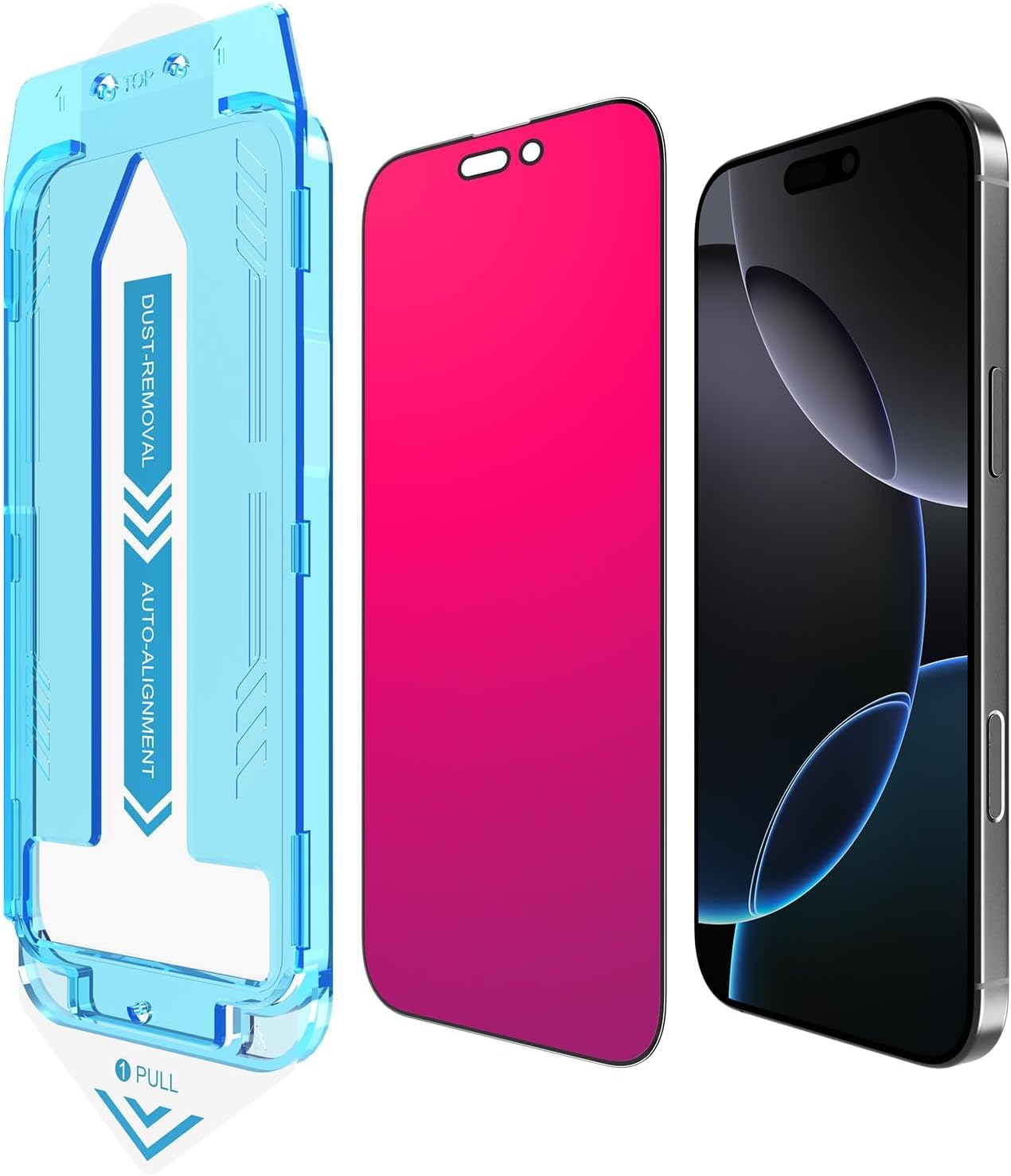 EGKimBa for iPhone 16 Plus Privacy Screen Protector, Gradient Color Tempered Glass, Bubble Free, Easy Installation, Auto Dust-Elimination, Anti Blue Light