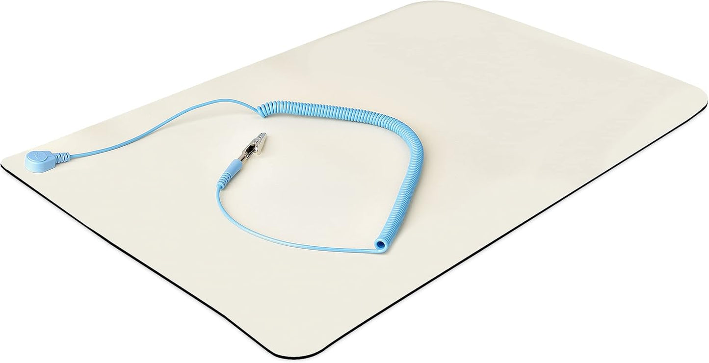 StarTech.com Anti Static Mat, ESD Mat for Electronics Repair, Anti Static Table/Desk Mat w/Detachable Grounding Wire, ANSI/ESD S 4.1, Flexible Thermoplastic Work Pad, 11x18in, TAA