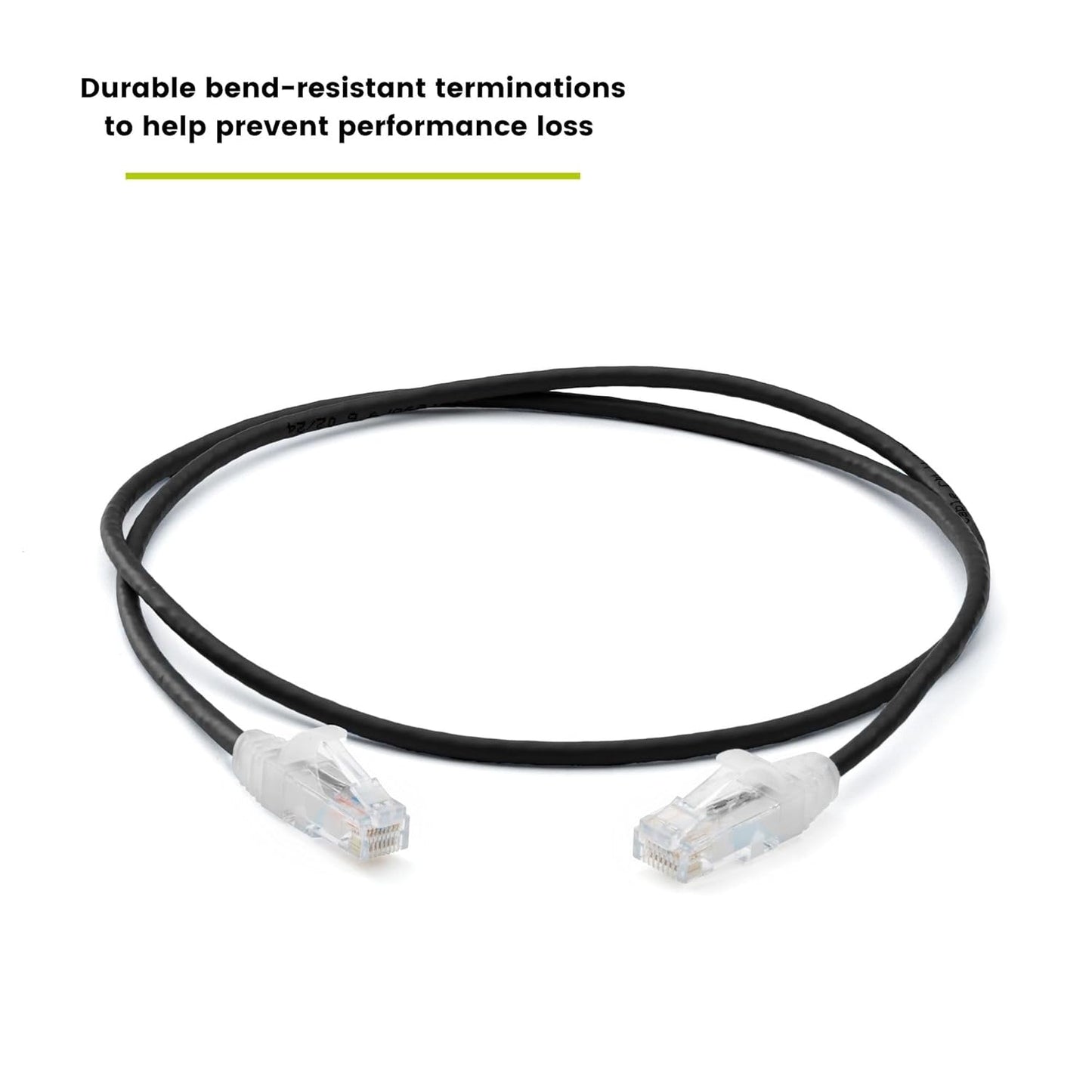 TRUECABLE Cat6 Component Rated Patch Cable, Unshielded (U/UTP), 3ft, Black, 28AWG Solid Copper, Snagless 10G High-Speed Ethernet Cable, PoE++ 4PPoE 100W, UL Listed, RoHS-3, 5 Pack