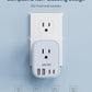 LENCENT Multi Plug Outlet Extender with USB C, 4 AC Electrical Outlet Expander with 4 USB Charger Cube, Small Multiple Wall Tap Plug Splitter for Home Office Travel Cruise Dorm Essentials- Blue