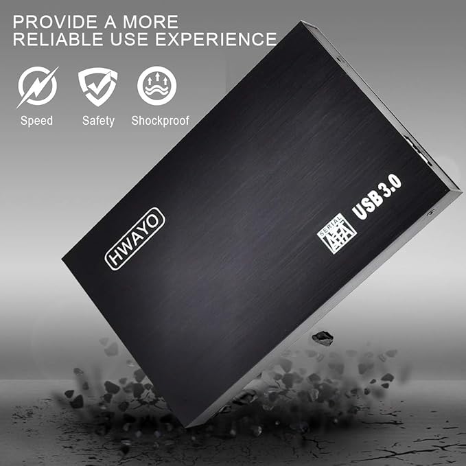 2.5'' 1TB Ultra Slim Portable External Hard Drive USB3.0 HDD Storage for PC/Desktop/Laptop/MacBook/Chromebook/Xbox One (Black)