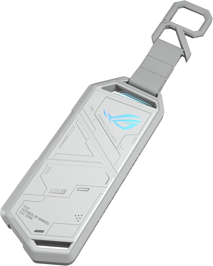ASUS ROG Strix Arion White M.2 NVMe SSD Enclosure-USB3.2 Gen 2x1 Type-C (10Gbps), Dual USB-C to C & USB-C to A, Screwdriver-Free, Thermal Pads Included, Fits PCIe 2280/2260/2242/2230 M Key/B+M Key