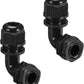 LeMotech M16 Cable Gland, 90 Degree Adjustable 6-10mm Strain Relief, Cord Connectors Nylon Joints with Gaskets, 2 Pcs, Black