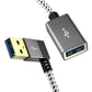 CableCreation Short USB 3.0 Extension Cable 1FT, Left Angle USB Male to Female Extender Cord, 90 Degree USB 3.0 for VR, PlayStation, Xbox, Keyboard, Space Gray 0.3M