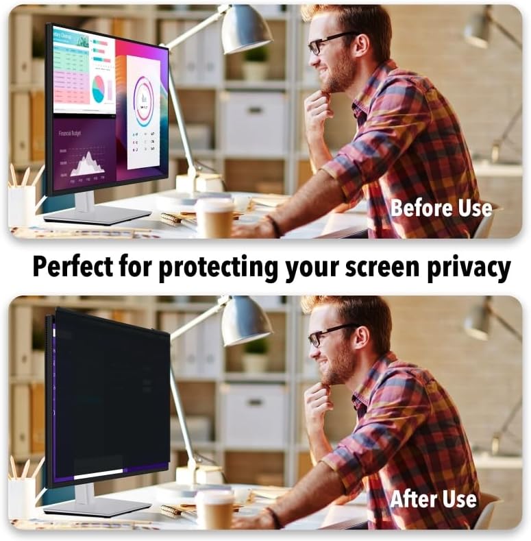 Magnetic Computer Privacy Screen Filter 21.5 Inch, Removable Hanging Aluminum Alloy Privacy Shield for 16:9 Widescreen Monitor, Anti Spy Anti Scratch Anti Glare Blue Light Screen Guard