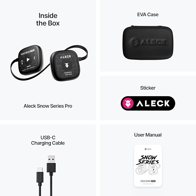 ALECK Snow Series Pro Wireless Bluetooth Ski & Snowboard Helmet Speakers, Fits Audio-Ready Helmet Ear Pockets, Glove Friendly Controls, Built-in Mic for Hands-Free Calls