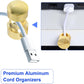 6 Sets Charger Holders for Cords, Gold Adjustable Cable Anchor Holders, Adhesive Metal Cord Clips, Cable Management Wire Organizers for Desk, Office, Nightstand