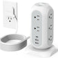Surge Protector Power Strip Tower 10 Ft, TESSAN Flat Plug Extension Cord with 11 AC Multiple Outlets 3 USB Ports (1 USB C), 1050J Desk Charging Station for Home, Office Supplies, Dorm Room Essentials