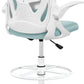 Primy Drafting Chair Tall Office Chair with Flip-up Armrests Executive Ergonomic Computer Standing Desk Chair with Lumbar Support and Adjustable Footrest Ring（Light Blue）