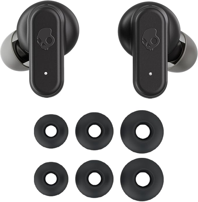 Skullcandy Dime 3 Wireless Earbuds, Bluetooth Headphones, Noise Isolating Fit, Up to 20 Hours Battery, Microphone for iPhone Android, Easy Carry with Integrated Lanyard - True Black