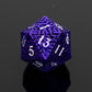 Purple Metal Hollow DND Dice Set (Warlock) Metallic Luster Maze Design with Storage Box - Balanced Weight 7 Piece Zinc Alloy, Designed for Dungeons and Dragons DM Player RPG Accessories