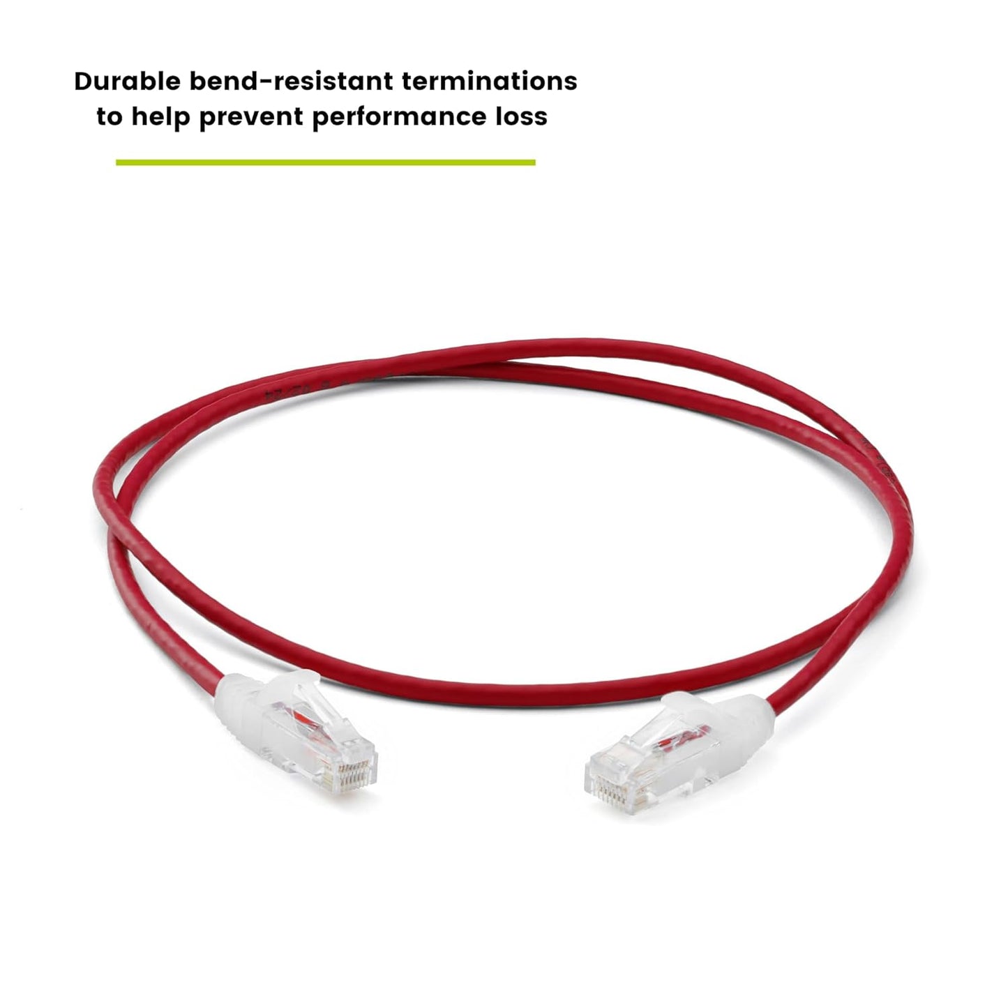 TRUECABLE Cat6 Component Rated Patch Cable, Unshielded (U/UTP), 2ft, Red, 28AWG Solid Copper, Snagless 10G High-Speed Ethernet Cable, PoE++ 4PPoE 100W, UL Listed, RoHS-3, 1 Pack