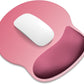 ITNRSIIET Ergonomic Mouse Pad with Wider Memory Foam Wrist Rest +17% - Curved Cushion Reduces Pressure 20%, Pain Relief, Non-Slip, Smooth, Cute Colors, 9.85 x 9 in, Pink Ombre