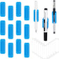 12 Pack Pen Holder for Desk, Silicone Pencil Holder with 12 Extra Adhesive Stickers, Adhesive Pen Holder & Marker Clip for Classroom Office Desk or Any Surface, Teacher Accessories Supplies (Blue)