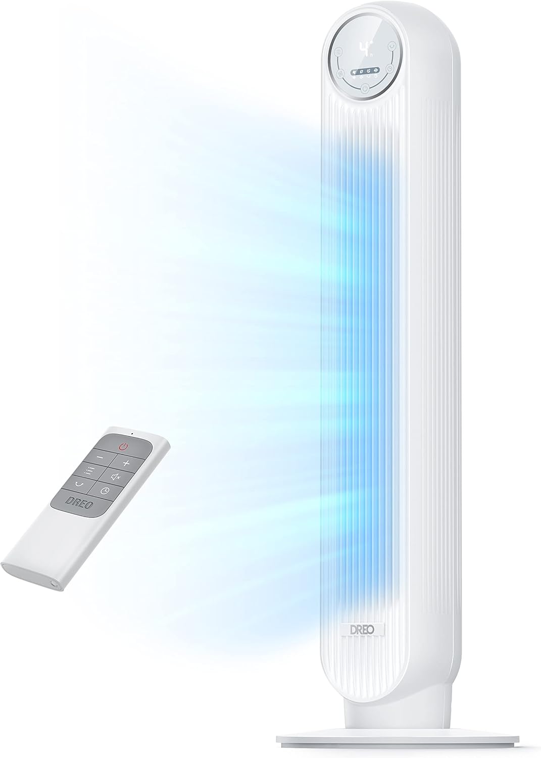 Dreo Tower Fan for Bedroom, 25ft/s Velocity Quiet Floor Fan, 90° Oscillating Fans for Indoors with 4 Speeds, 4 Modes, 8H Timer, Standing Fans, Bladeless Fan, White, Nomad One (DR-HTF007)