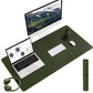 YSAGi Non-Slip Leather Desk Pad L Size, Waterproof Laptop Computer Desk Keyboard Mat, Table Protector Blotter Mat, Large Mouse Pad for Office/Work/Home/Decor(Olive Green, 35.4" x 17")
