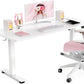 Veken 47.2 Inch Large Electric Standing Desk, Heights Adjustable, Sit to Stand Up, Work Home Office Computer Table for Study, Walking Pad, Writing, and Games, Wooden Desktop Desks, White