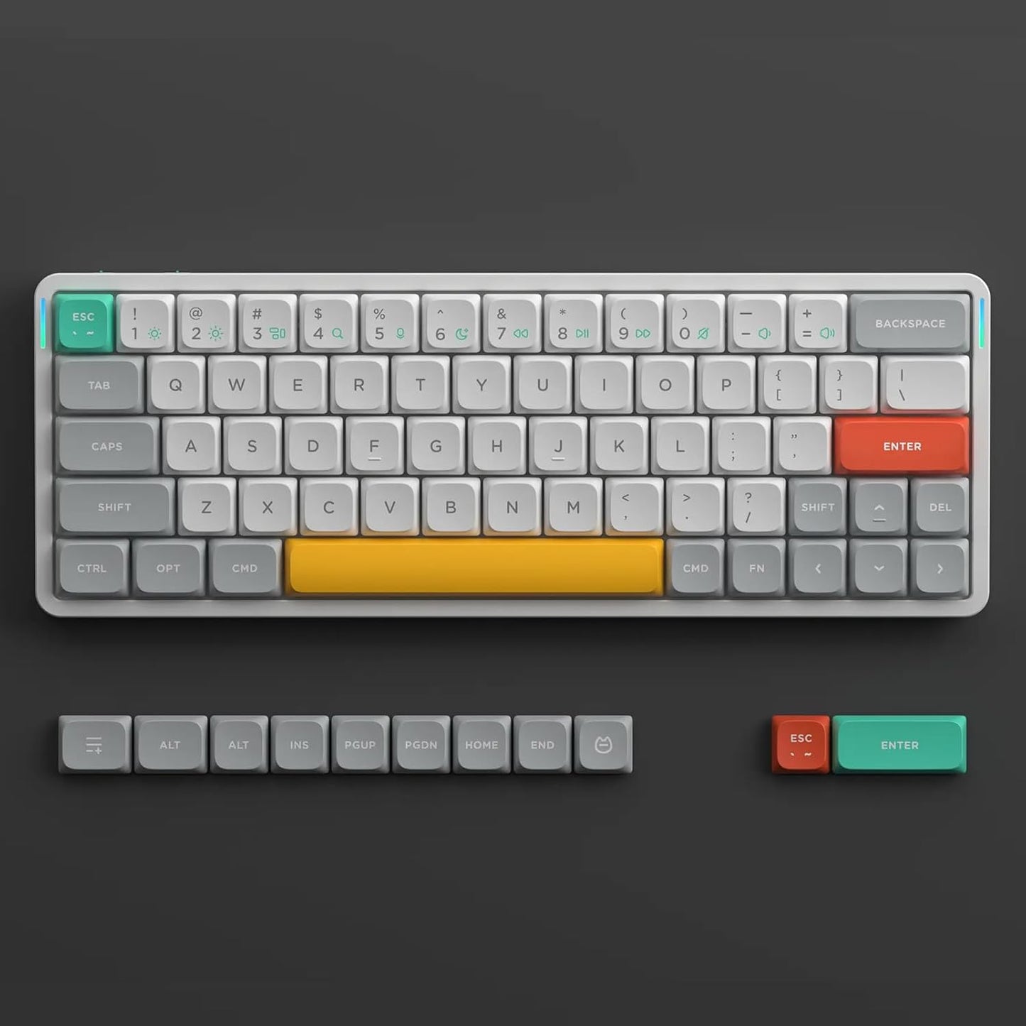 NuPhy Air60 V2 Portable Wireless Keyboard 60% Low Profile Mechanical Keyboard Support QMK/VIA Compatible with windows/mac OS/Linux Supports Bluetooth 5.1/2.4GHz/wired (USB-C) White-Gateron Moss Switch