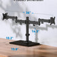 HUANUO Freestanding Dual Monitor Stand, 32 Inch Dual Monitor Mount for 2 Screens, Holds up to 19.8 lbs per Arm, Monitor Arm Riser with Tempered-Glass Base, Tilt, Swivel, Rotation, Black
