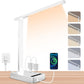 Smart Desk Lamp with 4-in-1 Charging Station (2 AC outlets, Type-C, USB-A Ports), 5 Color temperatures and 5 Brightness Levels, Adjustable gooseneck arm, Eye-Friendly Lighting for desks, bedrooms