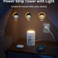 Power Strip Tower with Night Light, 15W Surge Protector Power Strip with USB Ports, 10 FT Extension Cord with Multiple Outlets (12AC+3A+2C) for Home Office Desk DormRoom (White)