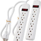 6-Outlet Surge Protector 2pk – 250 Joules, 2ft Cord, 15A/125V, 1875W Max – Right Angle Plug, Black – Home, Office, & Electronics Protection