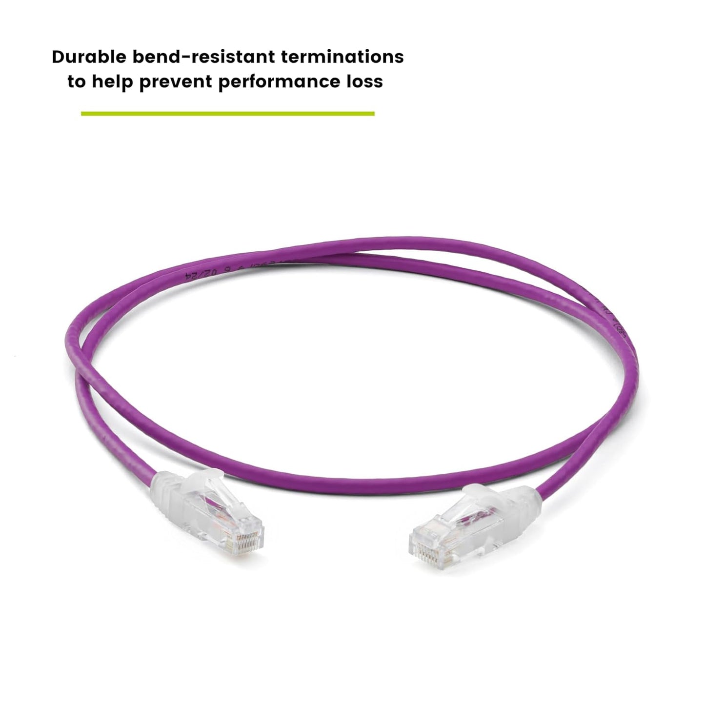 TRUECABLE Cat6 Component Rated Patch Cable, Unshielded (U/UTP), 3ft, Purple, 28AWG Solid Copper, Snagless 10G High-Speed Ethernet Cable, PoE++ 4PPoE 100W, UL Listed, RoHS-3, 1 Pack