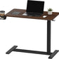 SANODESK Medical Adjustable Overbed Bedside Table with Hidden Casters, Pneumatic Mobile Laptop Computer Standing Desk Cart with Tray, Hospital and Home Use(31.5" W x 17.7" D, Walnut)