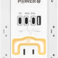 20W PD Fast Charging Wall Outlet with USB Ports (3C1A), Electrical Outlet Extender with Night Light, Surge Protector, Wall Plug Adapter for Multiple Devices, Wall Socket Expander
