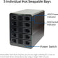 5 Bay USB 3.2 Type-C 10Gbps Daisy-Chain Hard Drive Enclosure DAS, Support 120TB (5X 24TB) 2.5" & 3.5" SATA HDD/SSD
