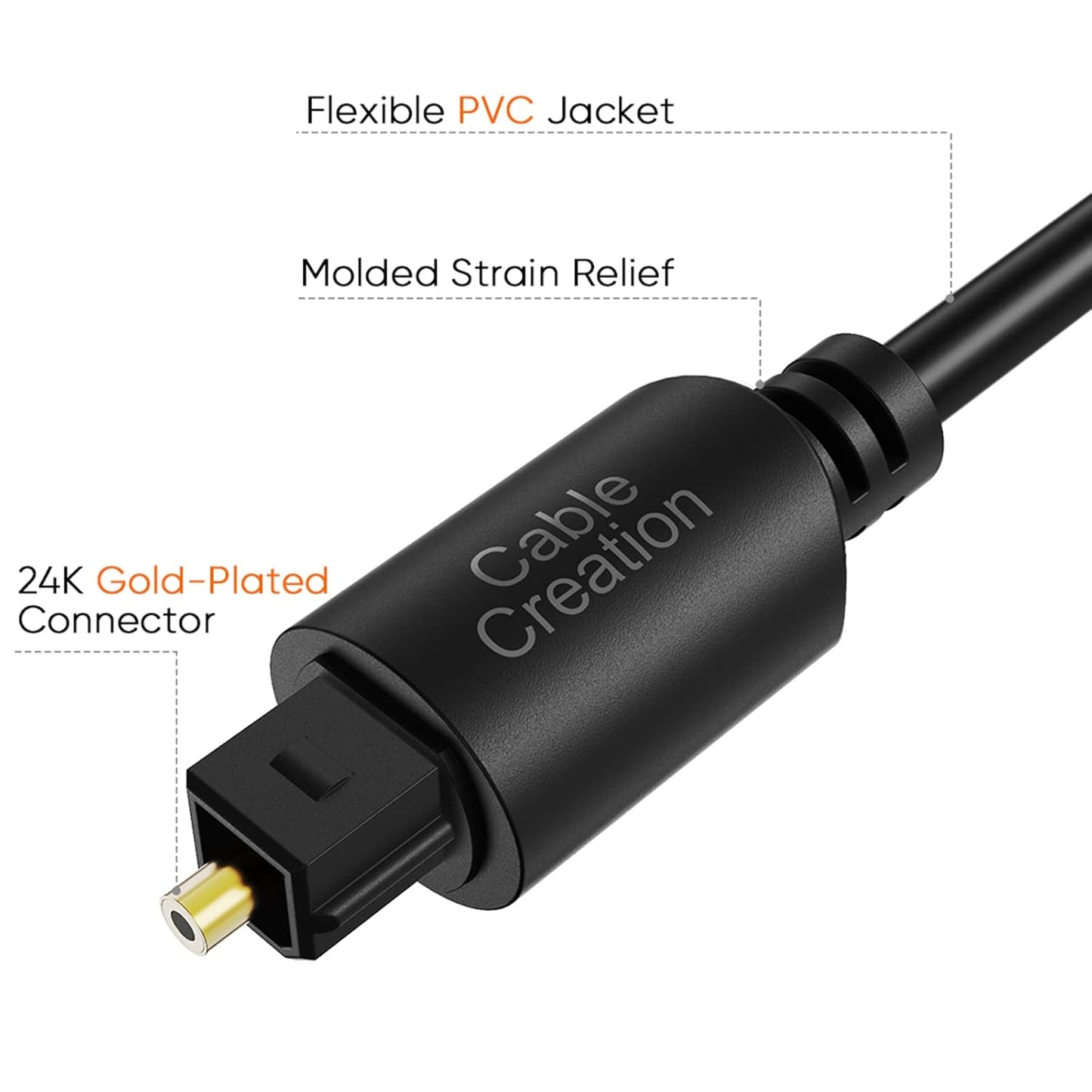 CableCreation Digital Optical Audio Cable 6 Feet, Fiber Optical Toslink Cable for Home Theater, Sound Bar, TV, PS4, Xbox, VD/CD Player, Blu-ray Players,Game Console & More, 1.8M