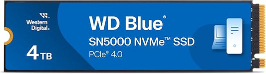 Western Digital 4TB WD Blue SN5000 NVMe Internal Solid State Drive SSD - PCIe Gen 4.0, M.2 2280, Up to 5,500 MB/s - WDS400T4B0E [New Generation]