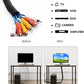 Black Braided Cable Management Sleeves Wire Loom Tubing Cord Protector Self-Wrapping (1/4"-30Feet)