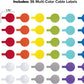 Cable Labels - Wrap-It Storage - Circles, Multi-Color (36-Pack) - Color Coded Labels for Organizing, Wire Tags Write on Surface for Labels for Charging Cords and Electronics
