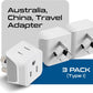 Ceptics Australia Power Plug Adapter, 2 in 1 Type I Plug Adapter, US to Australia , China, New Zealand Power Adapter with Dual USA Inputs, CE, RoHS - 3 Pack