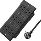 Recessed Power Strip with PD 30W Fast Charging, Conference Desk Flush Mount Outlets Plug in 6 Outlets & 8 USB Ports,3FT Cord Furniture Drawer Outlet Black