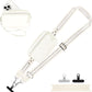 Clip and Go Strap for Phone with Wallet Crossbody, Adjustable Phone Lanyard with Detachable RFID Wristlet Wallet, Pattern Strap - Cream&Silver (L)